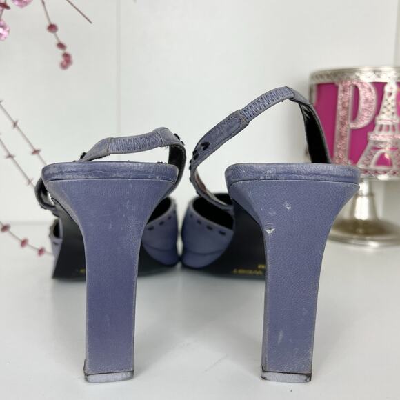 Nine West Injer Leather Slingback Square Toe Block Heels Purple Smoke Size 8.5 M - Picture 7 of 14